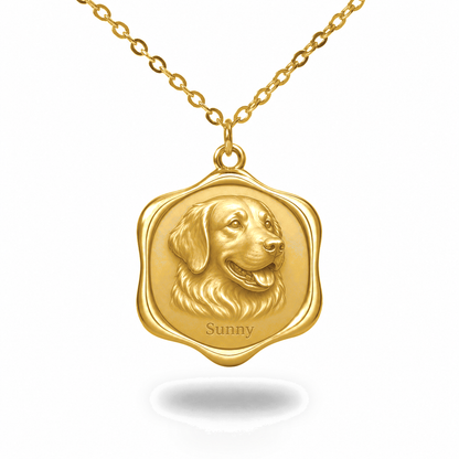 Soulyshine Golden Retriever Precious Paw personalized pet photo necklace - 18K Gold Vermeil front