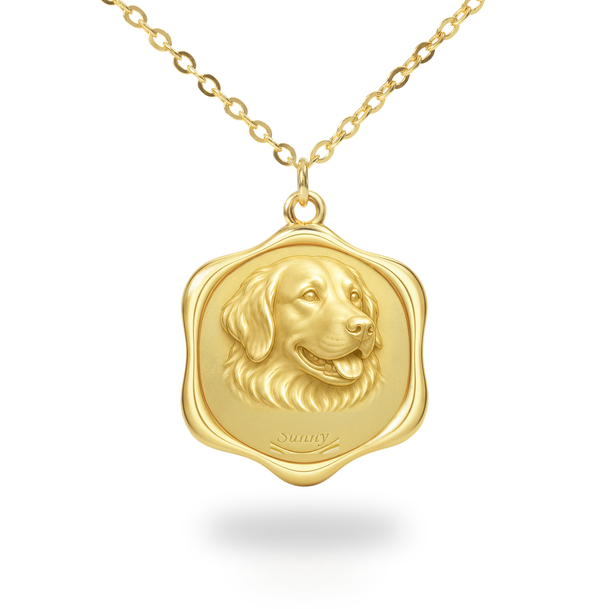 Soulyshine Golden Retriever Precious Paw personalized pet photo necklace - 18K Gold Vermeil front