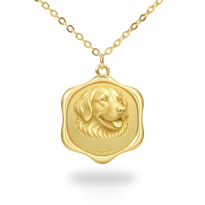Soulyshine Golden Retriever Precious Paw personalized pet photo necklace - 18K Gold Vermeil front