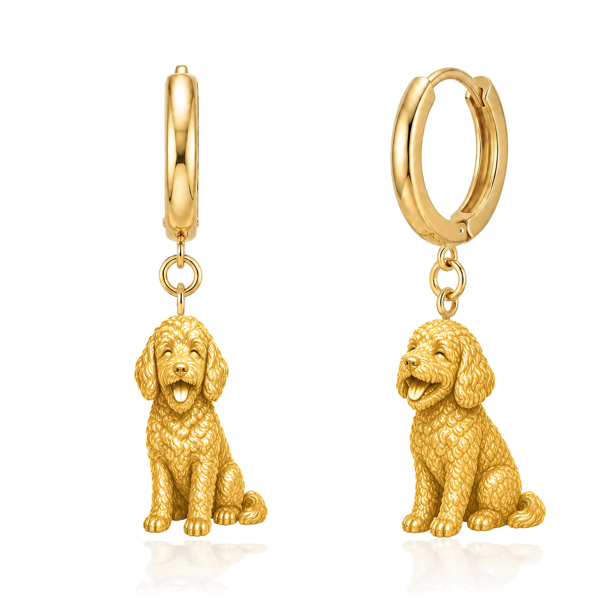 Goldendoodle mini personalized companion handcrafted huggie earrings