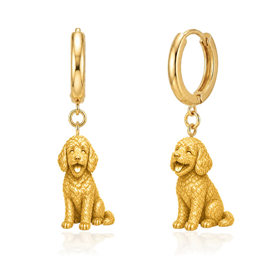 Goldendoodle mini personalized companion handcrafted huggie earrings