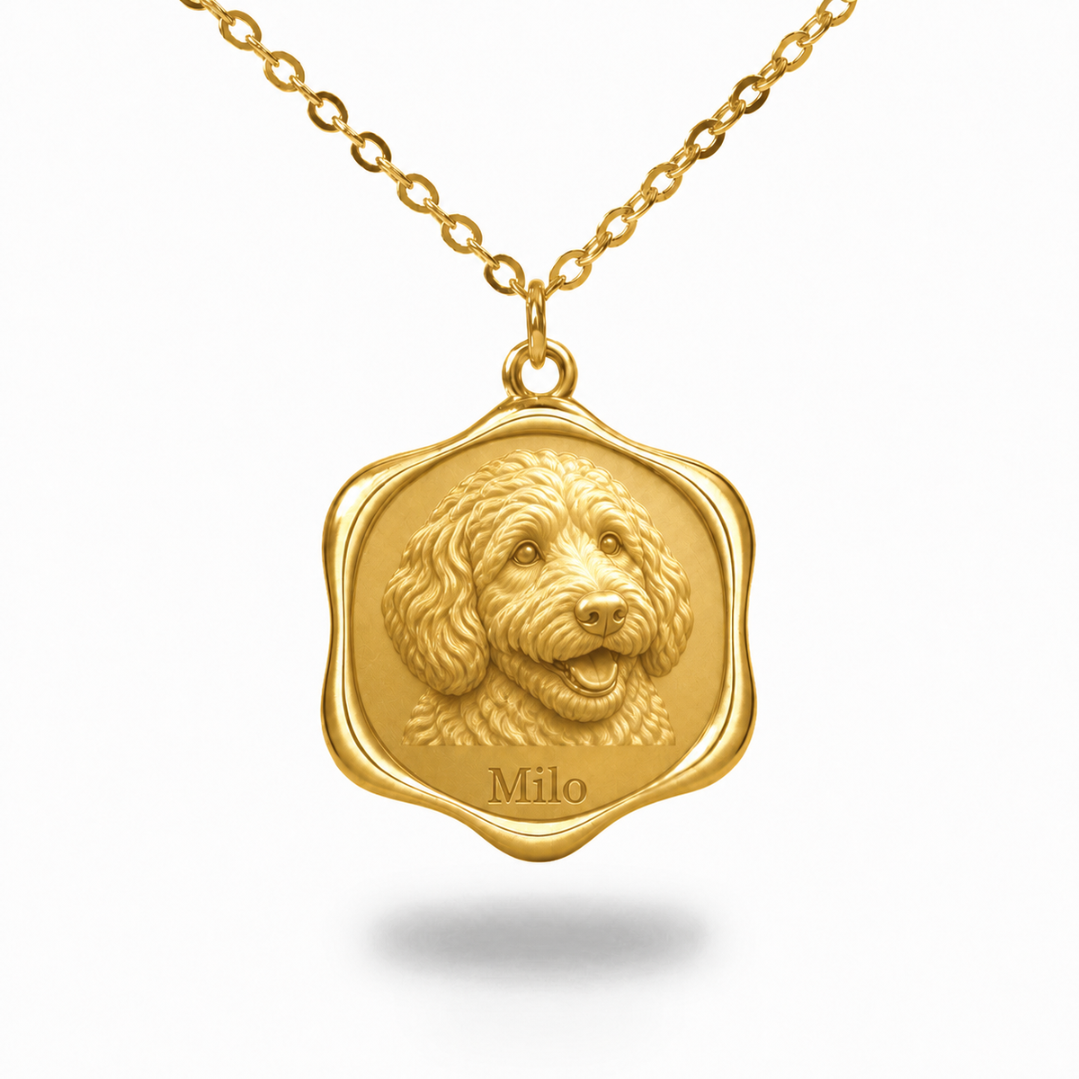 Soulyshine Goldendoodle - mini Precious Paw personalized pet photo necklace - 18K Gold Vermeil front
