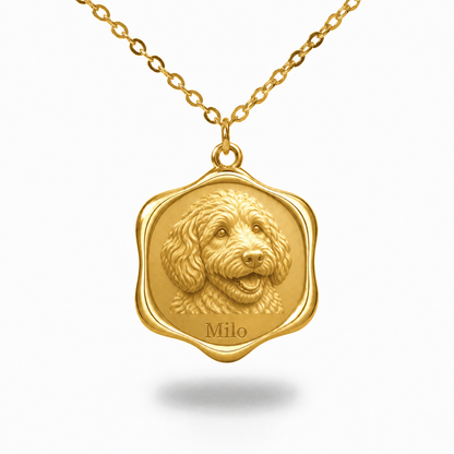 Soulyshine Goldendoodle - mini Precious Paw personalized pet photo necklace - 18K Gold Vermeil front