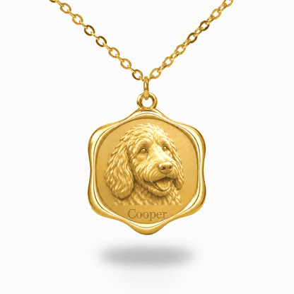 Soulyshine Goldendoodle - standard Precious Paw personalized pet photo necklace - 18K Gold Vermeil front