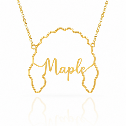 Soulyshine Goldendoodle - standard personalized outline pet face and name necklace in gold