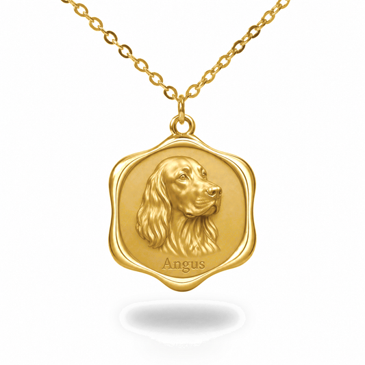 Soulyshine Gordon Setter Precious Paw personalized pet photo necklace - 18K Gold Vermeil front