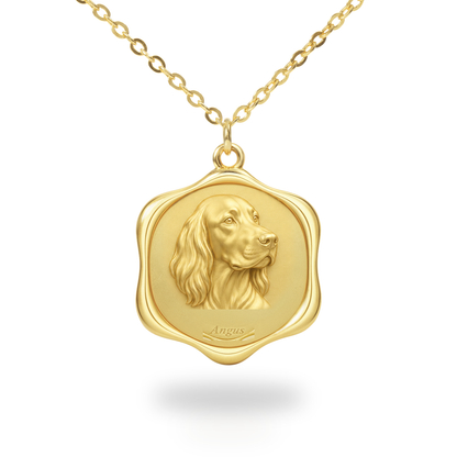 Soulyshine Gordon Setter Precious Paw personalized pet photo necklace - 18K Gold Vermeil front