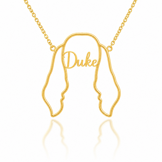 Soulyshine Gordon Setter personalized outline pet face and name necklace in gold