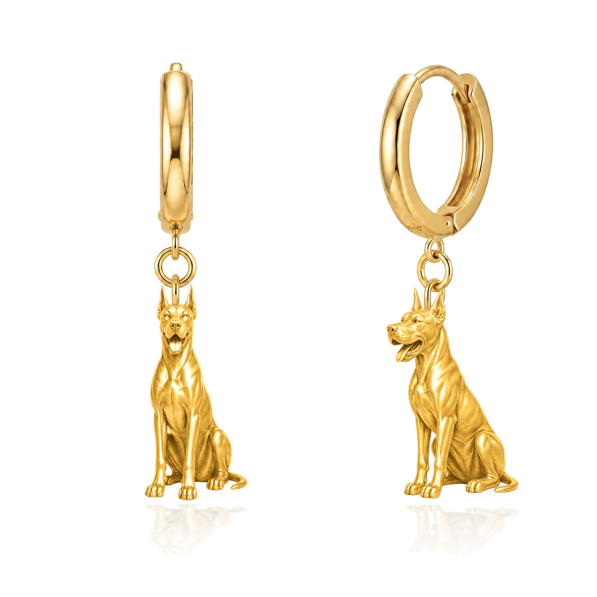 Great Dane cropped ears personalized companion handcrafted huggie earrings