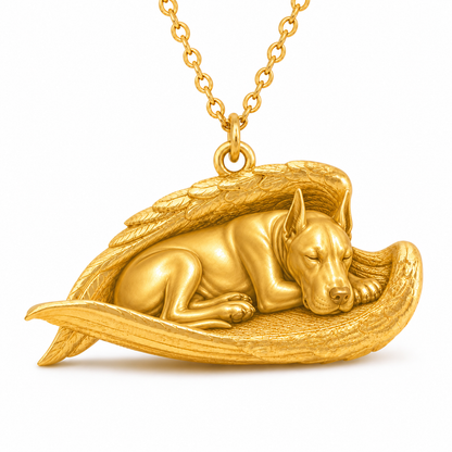 Soulyshine Great Dane cropped ears The Sleeping Angel – Personalized Pet Necklace - 18K Gold Vermeil front