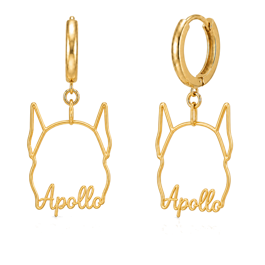 Great Dane cropped ears Apollo personalized pet face earrings