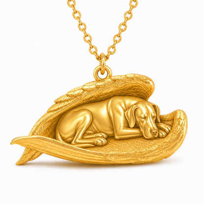 Soulyshine Great Dane natural ears The Sleeping Angel – Personalized Pet Necklace - 18K Gold Vermeil front