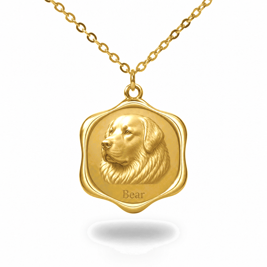 Soulyshine Great Pyrenees Precious Paw personalized pet photo necklace - 18K Gold Vermeil front