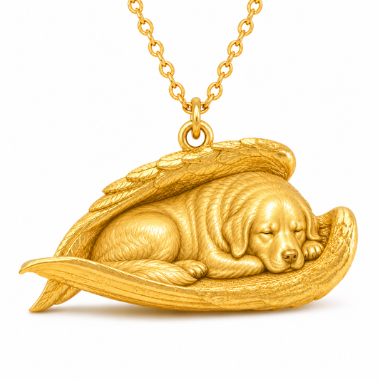 Soulyshine Great Pyrenees The Sleeping Angel – Personalized Pet Necklace - 18K Gold Vermeil front