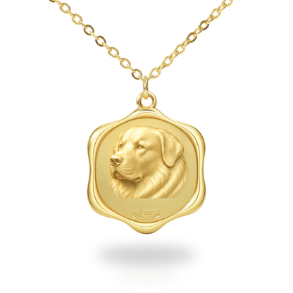 Soulyshine Great Pyrenees Precious Paw personalized pet photo necklace - 18K Gold Vermeil front