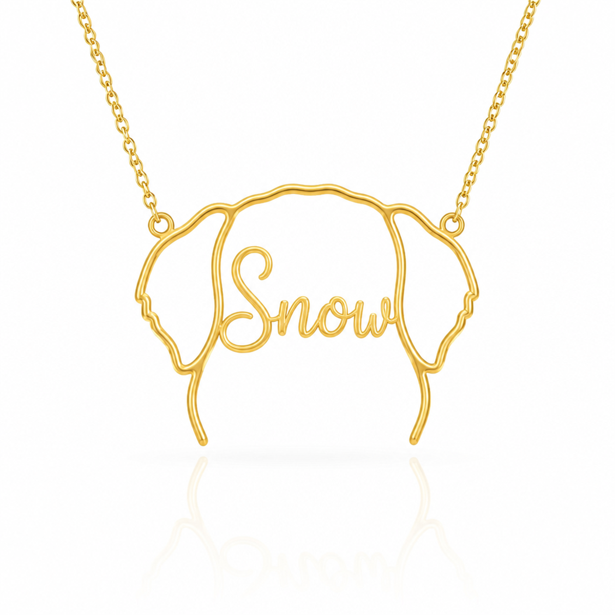 Soulyshine Great Pyrenees personalized outline pet face and name necklace in gold