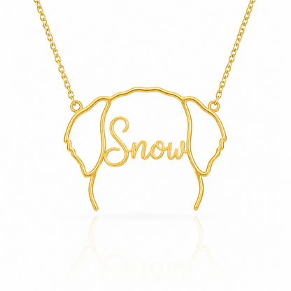 Soulyshine Great Pyrenees personalized outline pet face and name necklace in gold