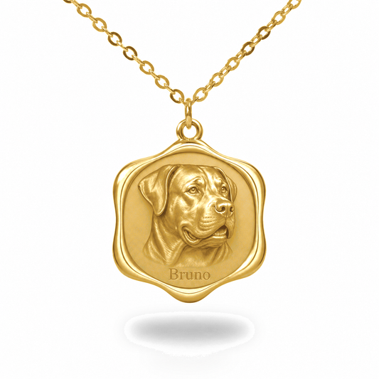 Soulyshine Greater Swiss Mountain Dog Precious Paw personalized pet photo necklace - 18K Gold Vermeil front