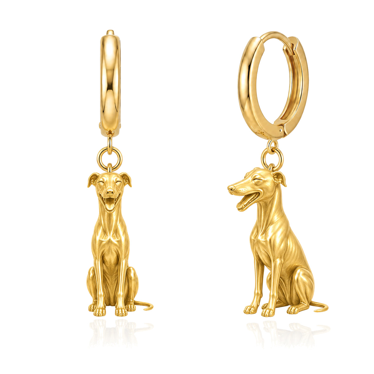 Greyhound personalized companion handcrafted huggie earrings