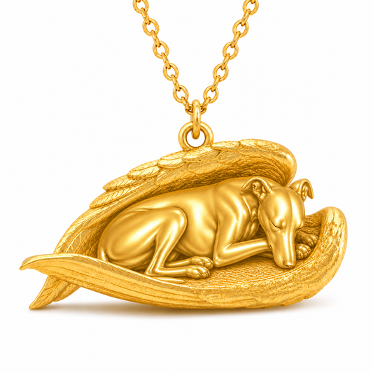 Soulyshine Greyhound The Sleeping Angel – Personalized Pet Necklace - 18K Gold Vermeil front