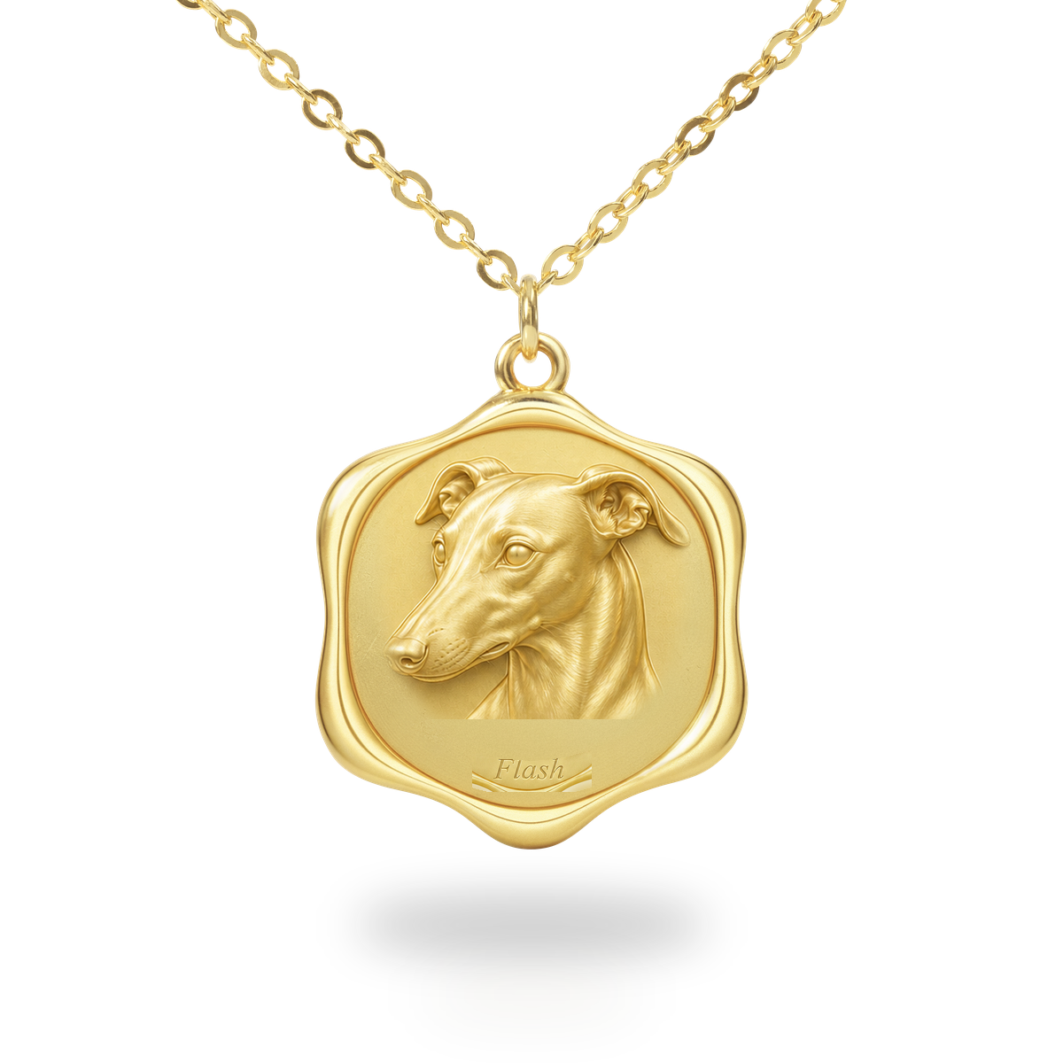 Soulyshine Greyhound Precious Paw personalized pet photo necklace - 18K Gold Vermeil front
