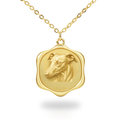 Soulyshine Greyhound Precious Paw personalized pet photo necklace - 18K Gold Vermeil front
