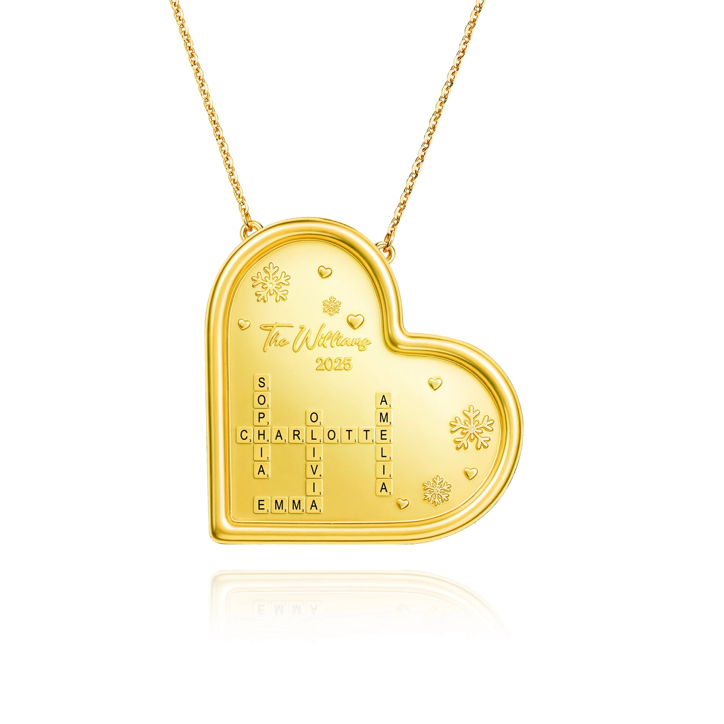 Soulyshine Family Crossword Personalized Love Piece - Necklace in Sterling Silver/14K Gold Vermeil