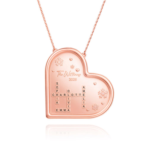 Soulyshine Family Crossword Personalized Love Piece - Necklace in Sterling Silver/14K Gold Vermeil