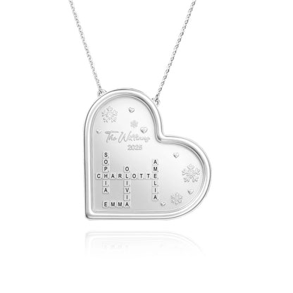 Soulyshine Family Crossword Personalized Love Piece - Necklace in Sterling Silver/14K Gold Vermeil