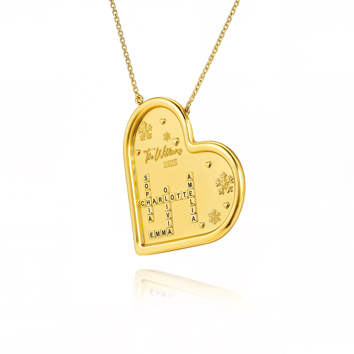 Soulyshine Family Crossword Personalized Love Piece - Necklace in Sterling Silver/14K Gold Vermeil