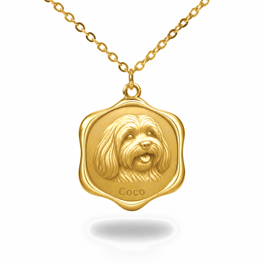 Soulyshine Havanese Precious Paw personalized pet photo necklace - 18K Gold Vermeil front