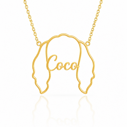 Soulyshine Havanese personalized outline pet face and name necklace in gold