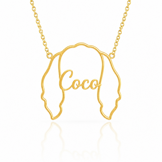 Soulyshine Havanese personalized outline pet face and name necklace in gold