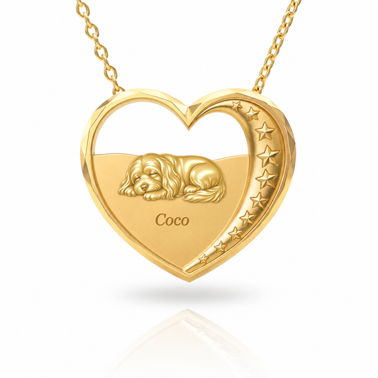 Soulyshine Havanese Heartbound – Personalized Pet Heart Necklace - 18K Gold Vermeil front