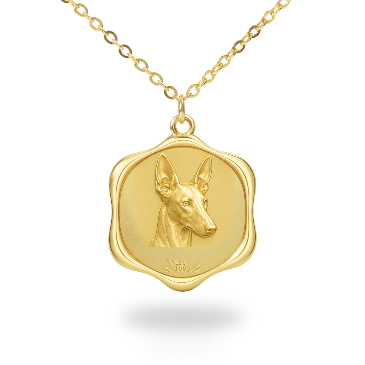 Soulyshine Ibizan Hound Precious Paw personalized pet photo necklace - 18K Gold Vermeil front