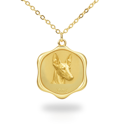 Soulyshine Ibizan Hound Precious Paw personalized pet photo necklace - 18K Gold Vermeil front