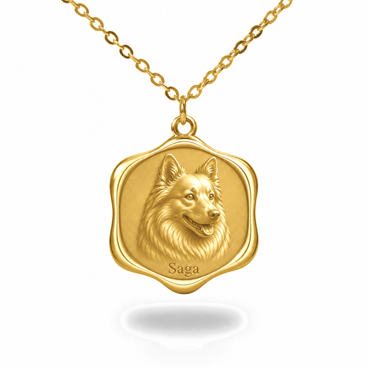 Soulyshine Icelandic Sheepdog Precious Paw personalized pet photo necklace - 18K Gold Vermeil front
