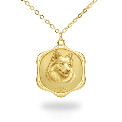 Soulyshine Icelandic Sheepdog Precious Paw personalized pet photo necklace - 18K Gold Vermeil front