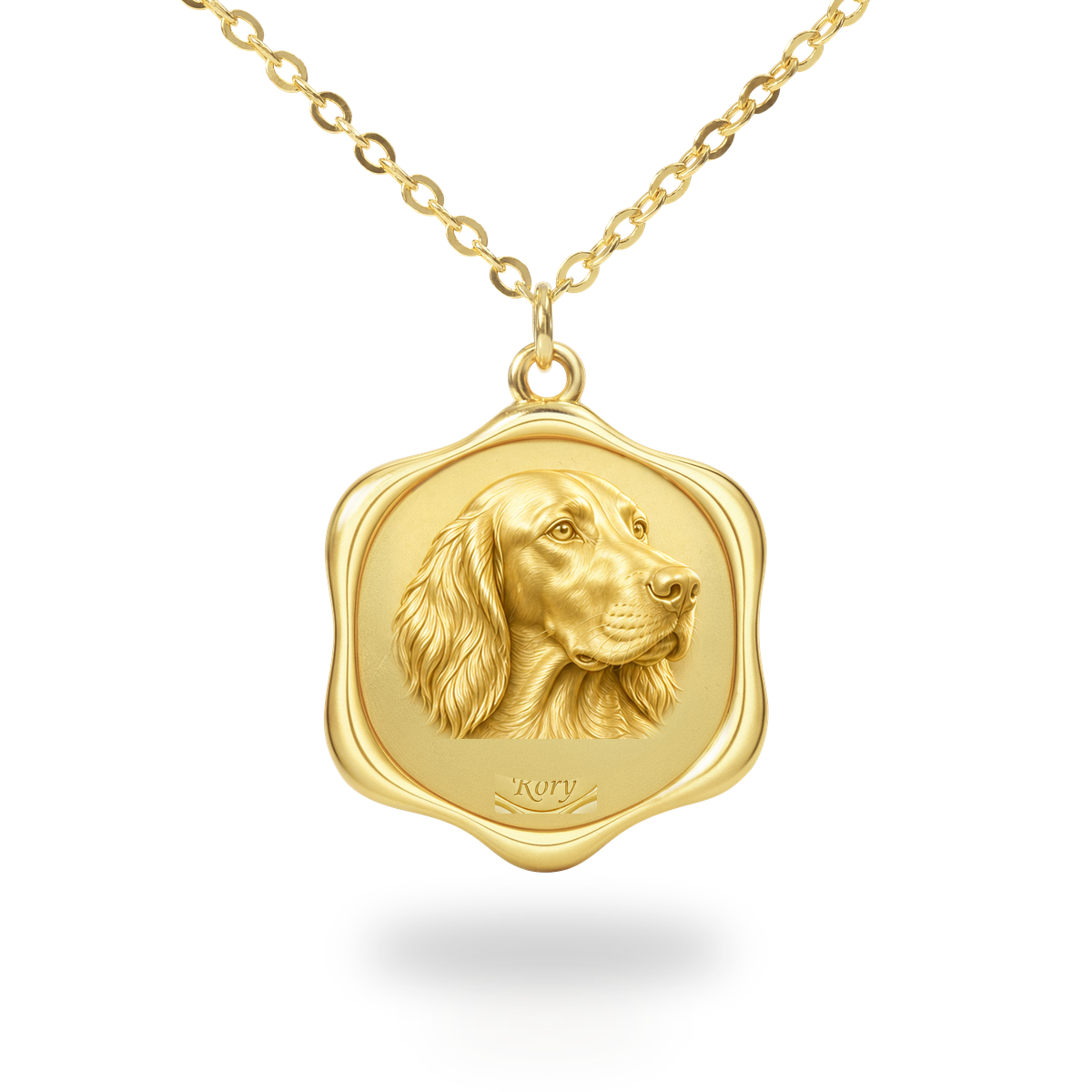 Soulyshine Irish Red and White Setter Precious Paw personalized pet photo necklace - 18K Gold Vermeil front