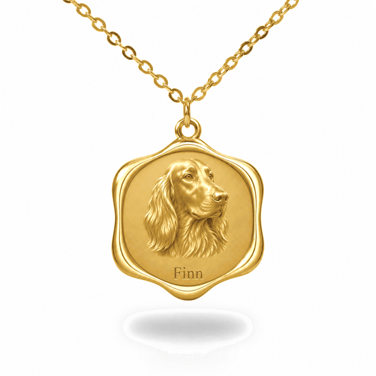 Soulyshine Irish Setter Precious Paw personalized pet photo necklace - 18K Gold Vermeil front