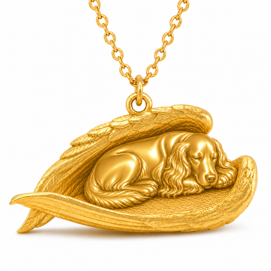Soulyshine Irish Setter The Sleeping Angel – Personalized Pet Necklace - 18K Gold Vermeil front