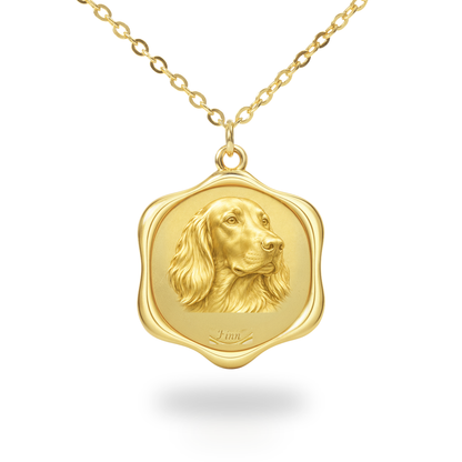 Soulyshine Irish Setter Precious Paw personalized pet photo necklace - 18K Gold Vermeil front