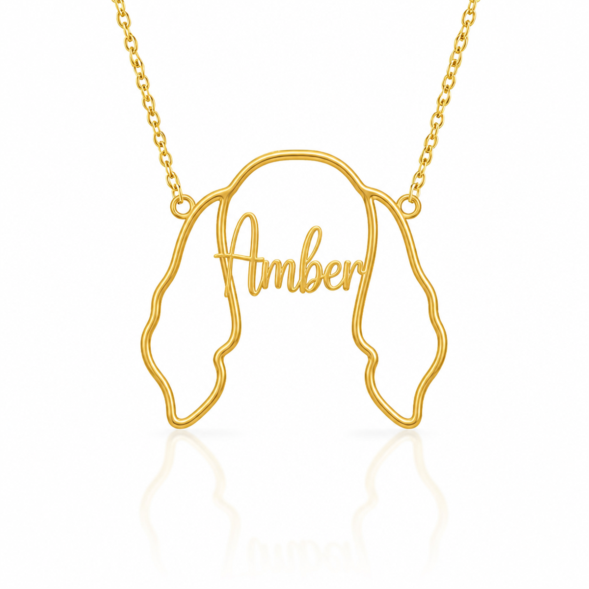 Soulyshine Irish Setter personalized outline pet face and name necklace in gold