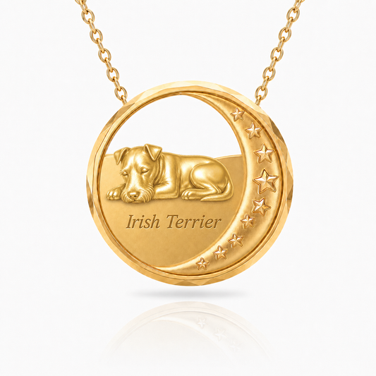 SoulyShine Irish Terrier Starry Slumber – Personalized Pet in The Moon Necklace - 18K Gold Vermeil front