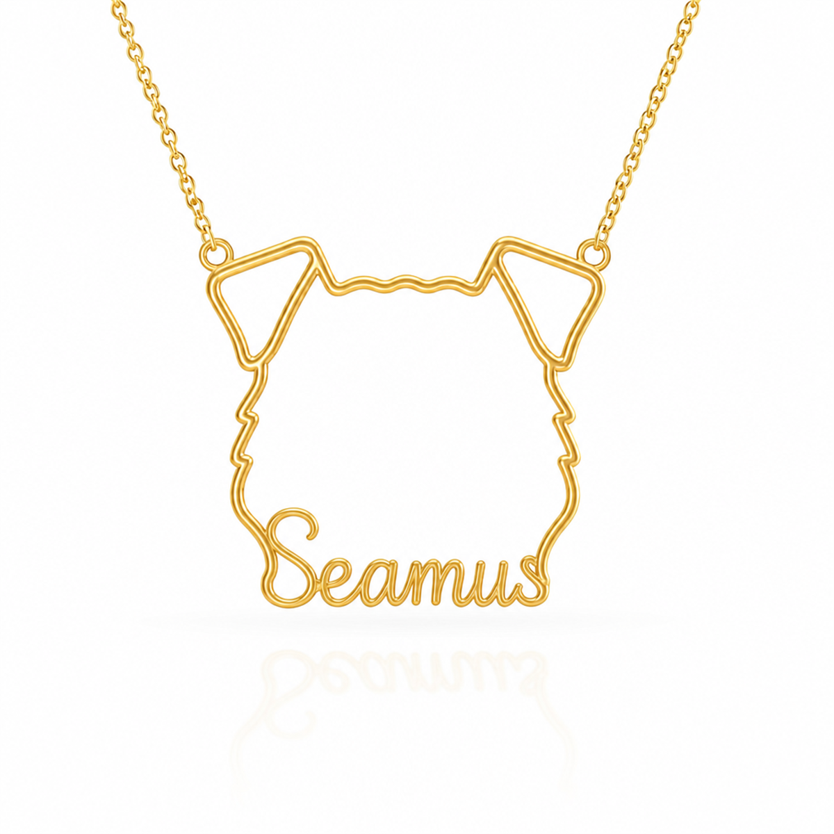 Soulyshine Irish Terrier personalized outline pet face and name necklace in gold