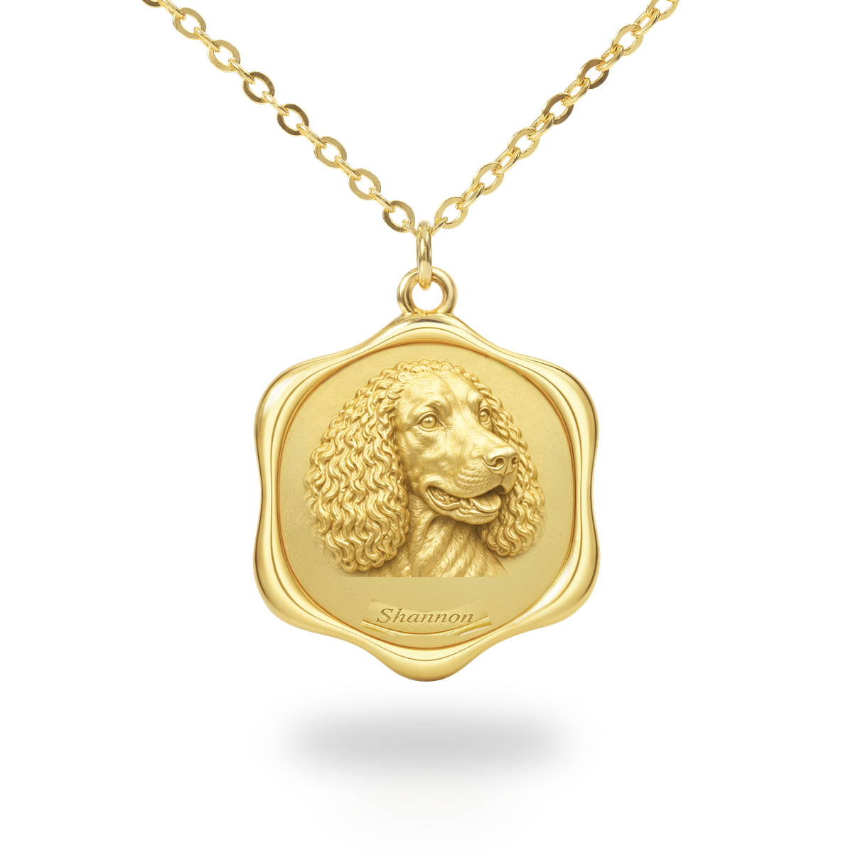 Soulyshine Irish Water Spaniel Precious Paw personalized pet photo necklace - 18K Gold Vermeil front