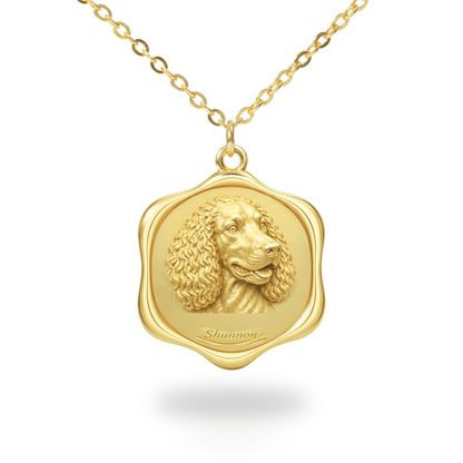 Soulyshine Irish Water Spaniel Precious Paw personalized pet photo necklace - 18K Gold Vermeil front