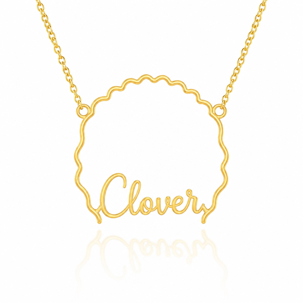 Soulyshine Irish Water Spaniel personalized outline pet face and name necklace in gold