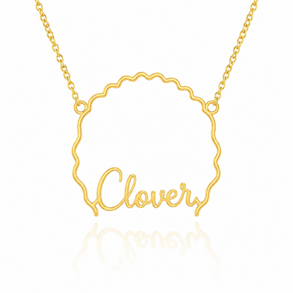 Soulyshine Irish Water Spaniel personalized outline pet face and name necklace in gold