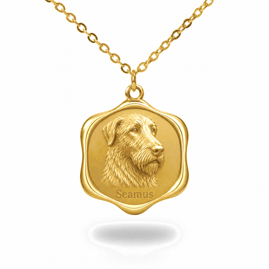 Soulyshine Irish Wolfhound Precious Paw personalized pet photo necklace - 18K Gold Vermeil front